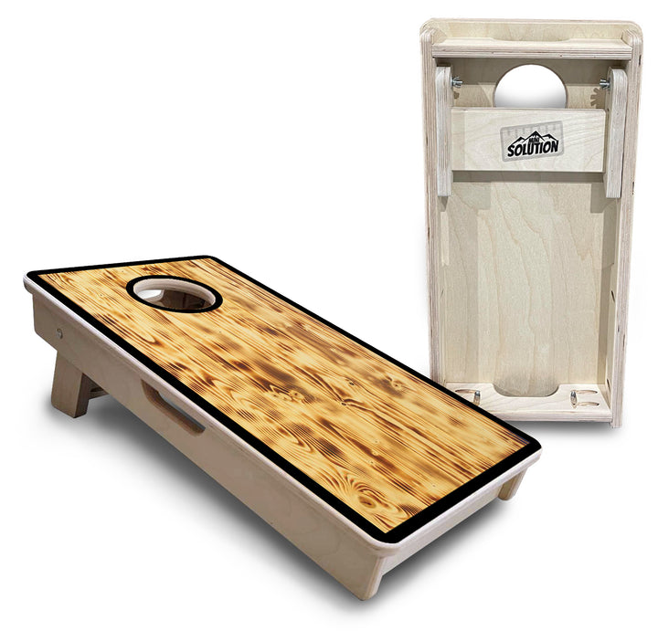 Mini Cornhole Boards - Burnt Wood Black Border