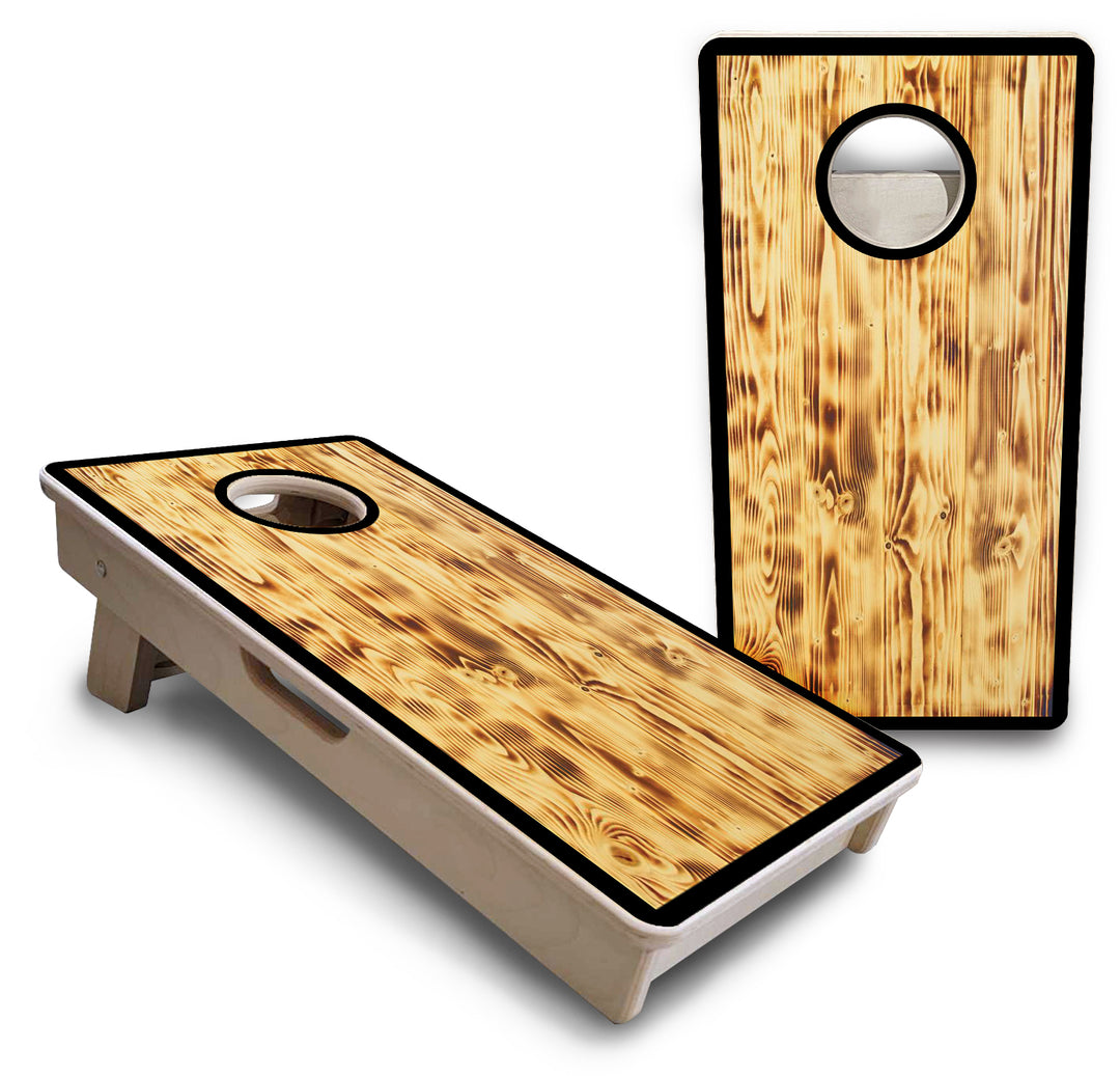 Mini Cornhole Boards - Burnt Wood Black Border