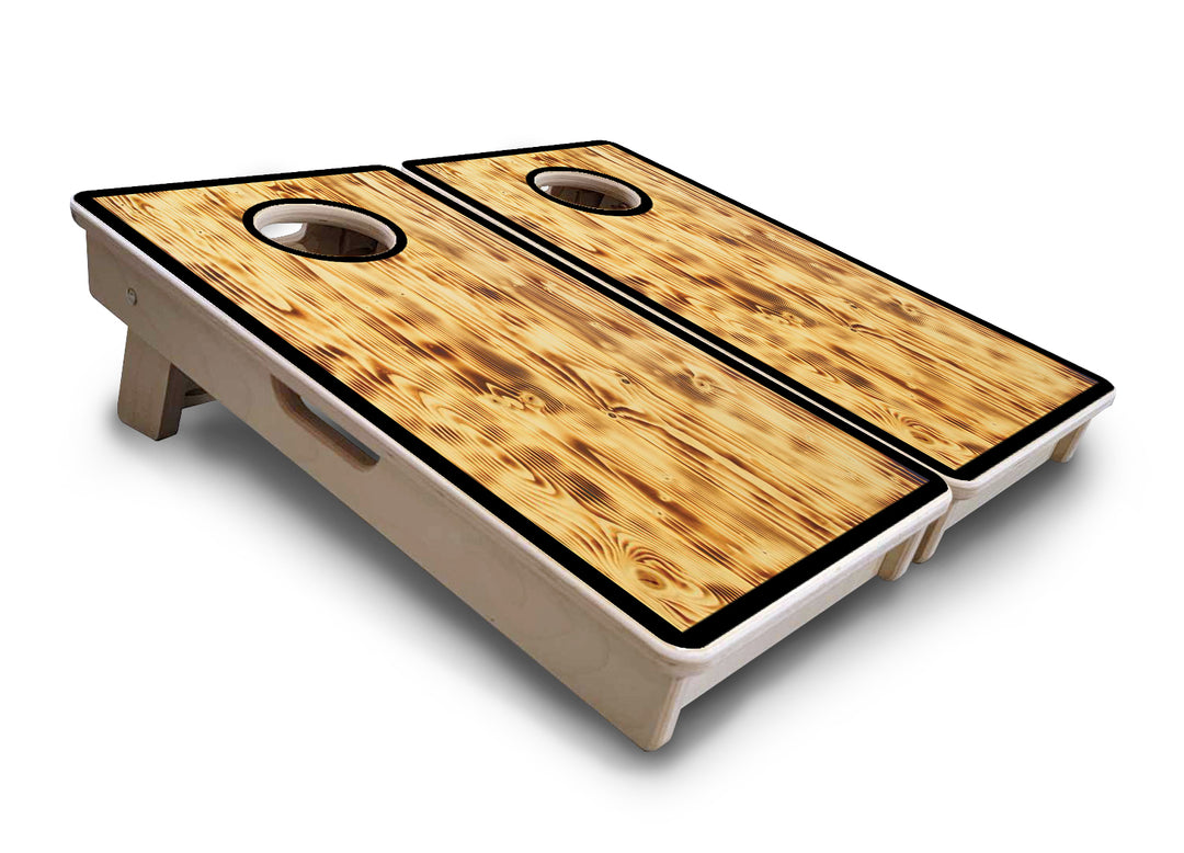 Mini Cornhole Boards - Burnt Wood Black Border