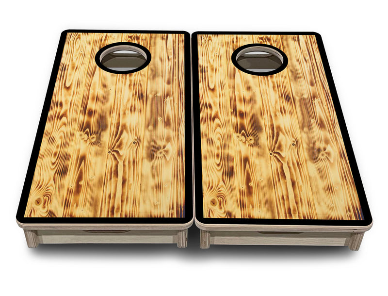 Mini 12" by 24" Cornhole Boards - 4" holes - Burnt Wood Black Border Design - 18mm(3/4″) Baltic Birch