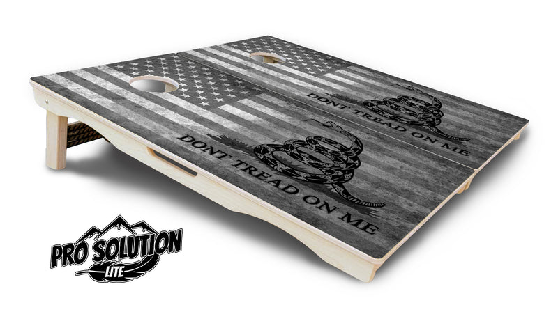 Pro Solution Lite - DTOM B&W Flag - Professional Tournament Cornhole Boards 3/4" Baltic Birch - Zero Bounce Zero Movement Vertical Interlocking Braces for Extra Weight & Stability +Double Thick Legs +Airmail Blocker