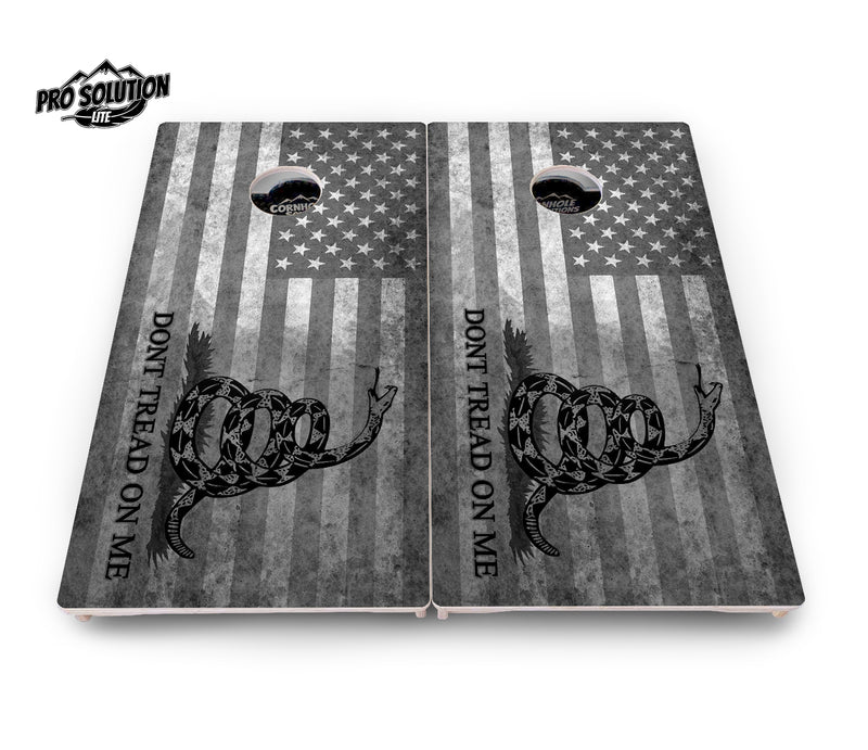 Pro Solution Lite - DTOM B&W Flag - Professional Tournament Cornhole Boards 3/4" Baltic Birch - Zero Bounce Zero Movement Vertical Interlocking Braces for Extra Weight & Stability +Double Thick Legs +Airmail Blocker