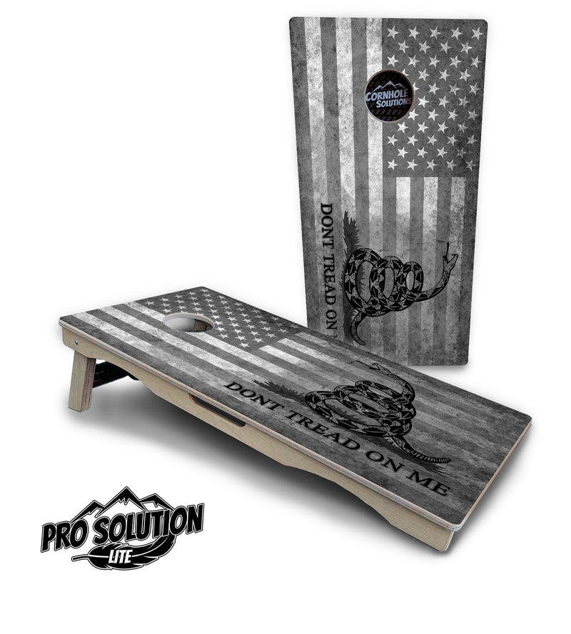 Pro Solution Lite - DTOM B&W Flag - Professional Tournament Cornhole Boards 3/4" Baltic Birch - Zero Bounce Zero Movement Vertical Interlocking Braces for Extra Weight & Stability +Double Thick Legs +Airmail Blocker