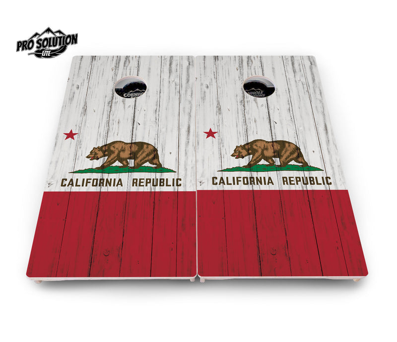 Pro Solution Elite - California Flag - Professional Tournament Cornhole Boards 3/4" Baltic Birch - Zero Bounce Zero Movement Vertical Interlocking Braces for Extra Weight & Stability +Double Thick Legs +Airmail Blocker