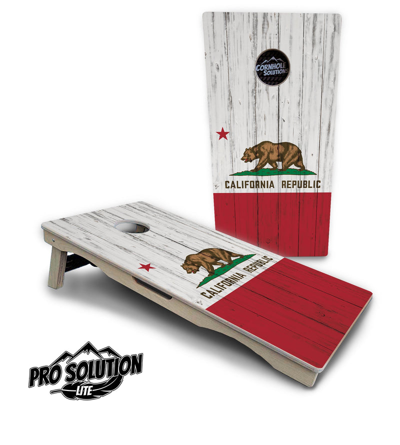 Pro Solution Elite - California Flag - Professional Tournament Cornhole Boards 3/4" Baltic Birch - Zero Bounce Zero Movement Vertical Interlocking Braces for Extra Weight & Stability +Double Thick Legs +Airmail Blocker