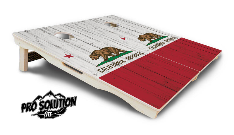 Pro Solution Elite - California Flag - Professional Tournament Cornhole Boards 3/4" Baltic Birch - Zero Bounce Zero Movement Vertical Interlocking Braces for Extra Weight & Stability +Double Thick Legs +Airmail Blocker