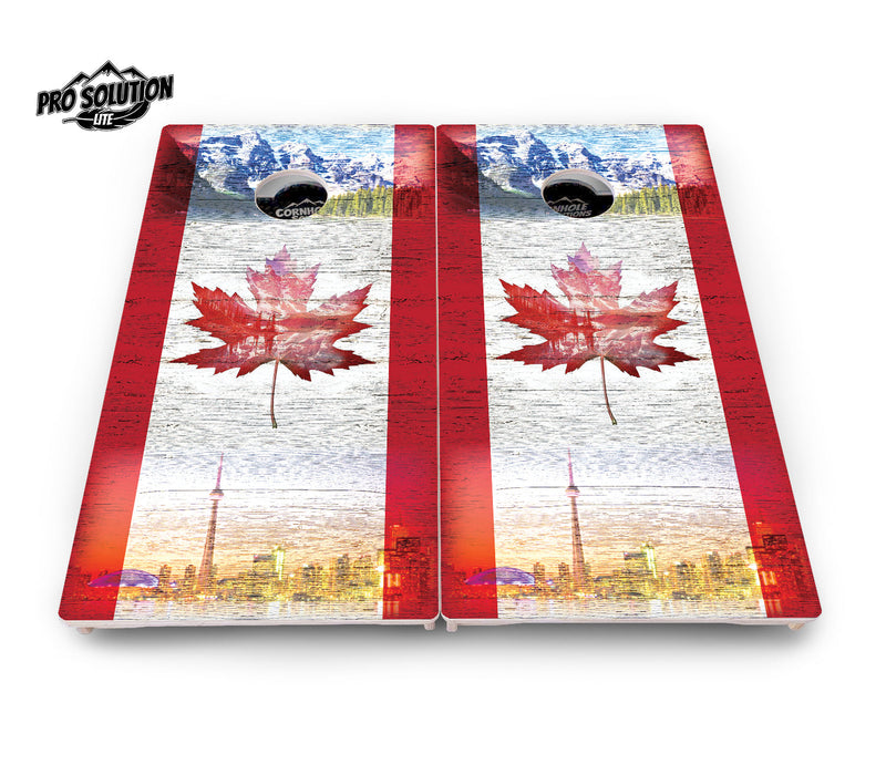 Pro Solution Elite - Canadian Leaf - Professional Tournament Cornhole Boards 3/4" Baltic Birch - Zero Bounce Zero Movement Vertical Interlocking Braces for Extra Weight & Stability +Double Thick Legs +Airmail Blocker