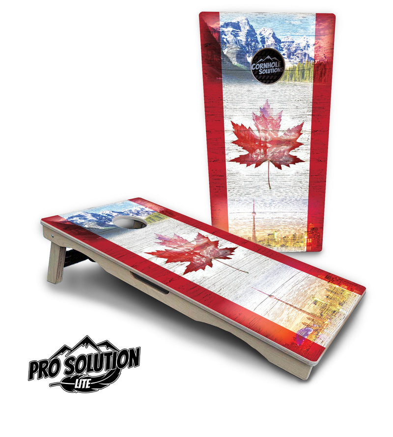 Pro Solution Elite - Canadian Leaf - Professional Tournament Cornhole Boards 3/4" Baltic Birch - Zero Bounce Zero Movement Vertical Interlocking Braces for Extra Weight & Stability +Double Thick Legs +Airmail Blocker