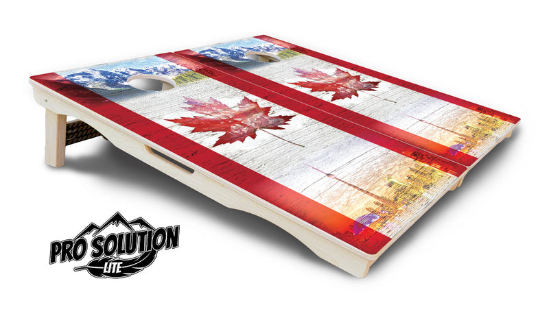 Pro Solution Elite - Canadian Leaf - Professional Tournament Cornhole Boards 3/4" Baltic Birch - Zero Bounce Zero Movement Vertical Interlocking Braces for Extra Weight & Stability +Double Thick Legs +Airmail Blocker