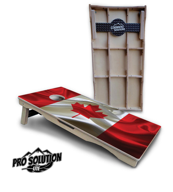 Pro Solution Lite - Canadian Flag - Professional Tournament Cornhole Boards 3/4" Baltic Birch - Zero Bounce Zero Movement Vertical Interlocking Braces for Extra Weight & Stability +Double Thick Legs +Airmail Blocker