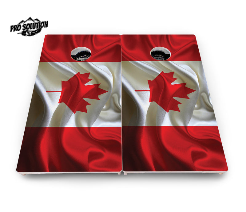 Pro Solution Lite - Canadian Flag - Professional Tournament Cornhole Boards 3/4" Baltic Birch - Zero Bounce Zero Movement Vertical Interlocking Braces for Extra Weight & Stability +Double Thick Legs +Airmail Blocker