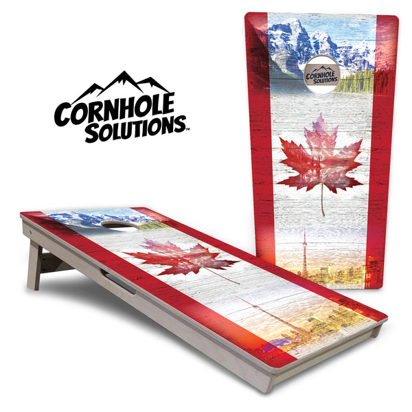 Tournament Boards - Canada Mountain Scene - Professional Tournament 2'x4' Regulation Cornhole Set - 3/4″ Baltic Birch + UV Direct Print + UV Clear Coat