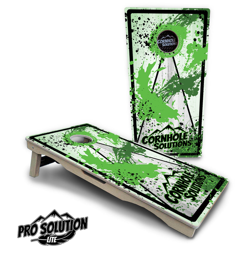 Pro Solution Lite - Paint Splatter CS Logo Design Options - Professional Tournament Cornhole Boards 3/4" Baltic Birch - Zero Bounce Zero Movement Vertical Interlocking Braces for Extra Weight & Stability +Double Thick Legs +Airmail Blocker