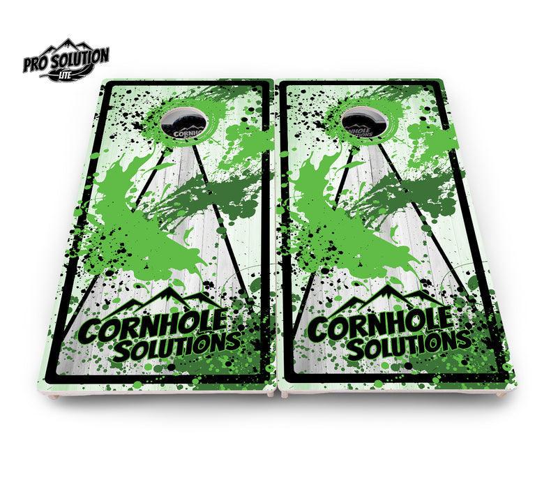 Pro Solution Lite - Paint Splatter CS Logo Design Options - Professional Tournament Cornhole Boards 3/4" Baltic Birch - Zero Bounce Zero Movement Vertical Interlocking Braces for Extra Weight & Stability +Double Thick Legs +Airmail Blocker