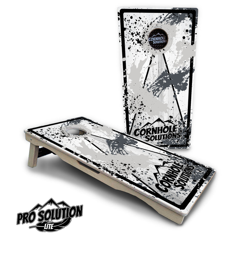 Pro Solution Lite - Paint Splatter CS Logo Design Options - Professional Tournament Cornhole Boards 3/4" Baltic Birch - Zero Bounce Zero Movement Vertical Interlocking Braces for Extra Weight & Stability +Double Thick Legs +Airmail Blocker