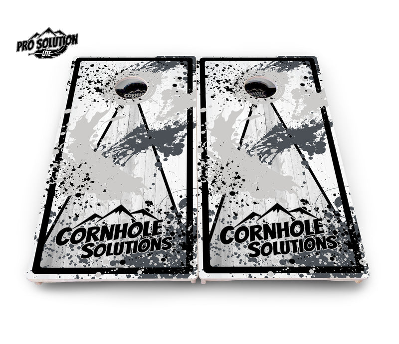 Pro Solution Lite - Paint Splatter CS Logo Design Options - Professional Tournament Cornhole Boards 3/4" Baltic Birch - Zero Bounce Zero Movement Vertical Interlocking Braces for Extra Weight & Stability +Double Thick Legs +Airmail Blocker