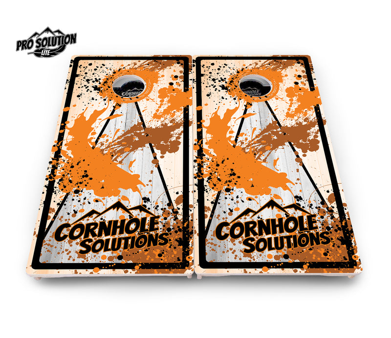 Pro Solution Lite - Paint Splatter CS Logo Design Options - Professional Tournament Cornhole Boards 3/4" Baltic Birch - Zero Bounce Zero Movement Vertical Interlocking Braces for Extra Weight & Stability +Double Thick Legs +Airmail Blocker