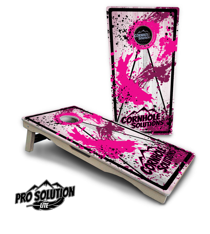 Pro Solution Lite - Paint Splatter CS Logo Design Options - Professional Tournament Cornhole Boards 3/4" Baltic Birch - Zero Bounce Zero Movement Vertical Interlocking Braces for Extra Weight & Stability +Double Thick Legs +Airmail Blocker