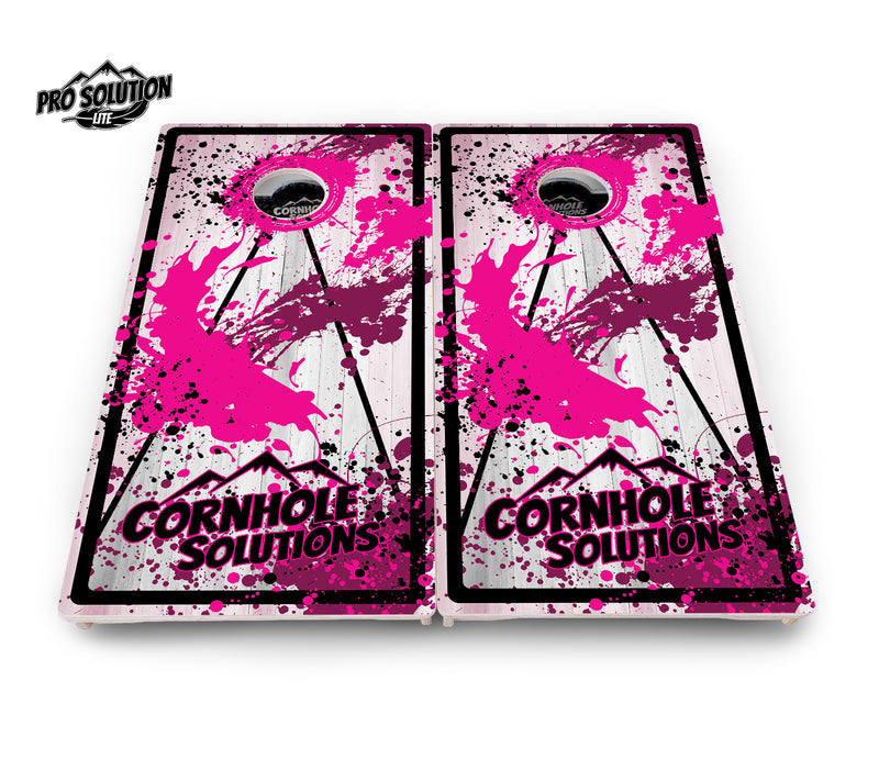 Pro Solution Lite - Paint Splatter CS Logo Design Options - Professional Tournament Cornhole Boards 3/4" Baltic Birch - Zero Bounce Zero Movement Vertical Interlocking Braces for Extra Weight & Stability +Double Thick Legs +Airmail Blocker