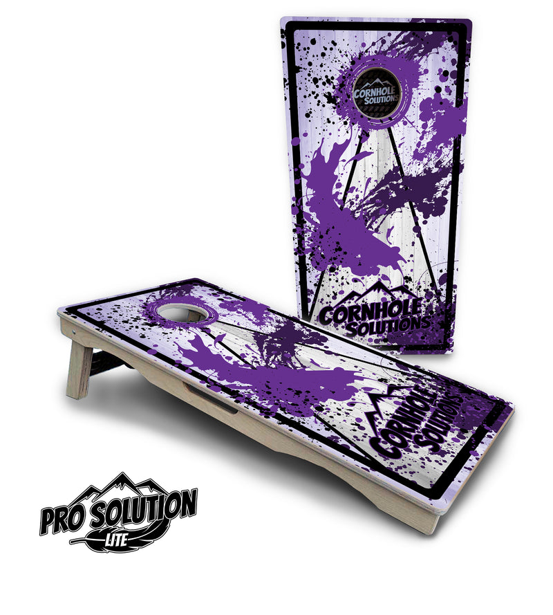 Pro Solution Lite - Paint Splatter CS Logo Design Options - Professional Tournament Cornhole Boards 3/4" Baltic Birch - Zero Bounce Zero Movement Vertical Interlocking Braces for Extra Weight & Stability +Double Thick Legs +Airmail Blocker