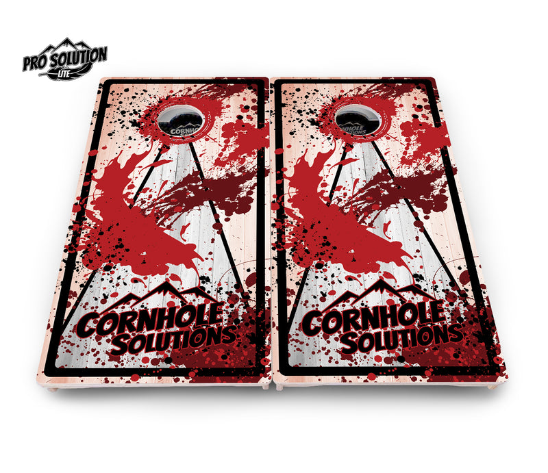 Pro Solution Lite - Paint Splatter CS Logo Design Options - Professional Tournament Cornhole Boards 3/4" Baltic Birch - Zero Bounce Zero Movement Vertical Interlocking Braces for Extra Weight & Stability +Double Thick Legs +Airmail Blocker