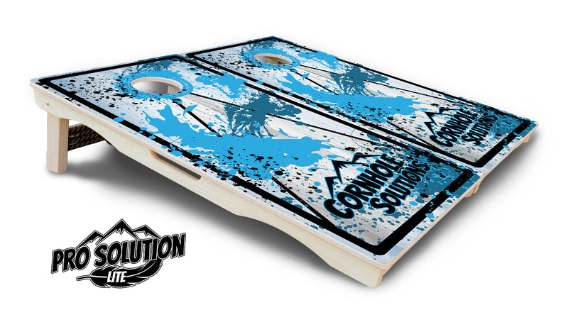 Pro Solution Lite - Paint Splatter CS Logo Design Options - Professional Tournament Cornhole Boards 3/4" Baltic Birch - Zero Bounce Zero Movement Vertical Interlocking Braces for Extra Weight & Stability +Double Thick Legs +Airmail Blocker