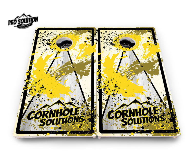 Pro Solution Lite - Paint Splatter CS Logo Design Options - Professional Tournament Cornhole Boards 3/4" Baltic Birch - Zero Bounce Zero Movement Vertical Interlocking Braces for Extra Weight & Stability +Double Thick Legs +Airmail Blocker