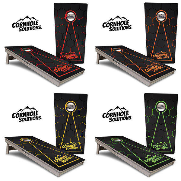 Tournament Boards - Glow Hole (8) Color Options - Professional Tournament 2'x4' Regulation Cornhole Set - 3/4″ Baltic Birch ++ UV Direct Print + UV Clear Coat