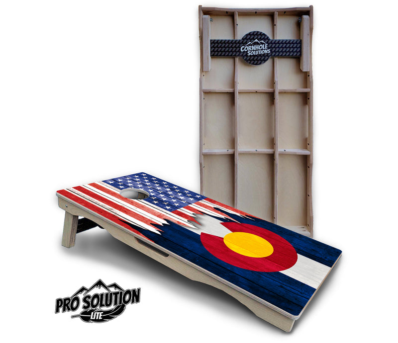 Pro Solution Lite - State Flag Designs Alabama to Georgia - Professional Tournament Cornhole Boards 3/4" Baltic Birch - Zero Bounce Zero Movement Vertical Interlocking Braces for Extra Weight & Stability +Double Thick Legs +Airmail Blocker