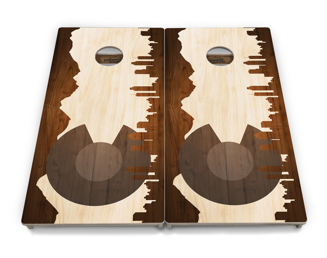 Colorado Natural Wood Skyline Cornhole Boards - Professional Tournament Series