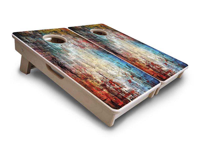 Mini 12" by 24" Cornhole Boards - 4" holes - Colorful Brick Design - 18mm(3/4″) Baltic Birch