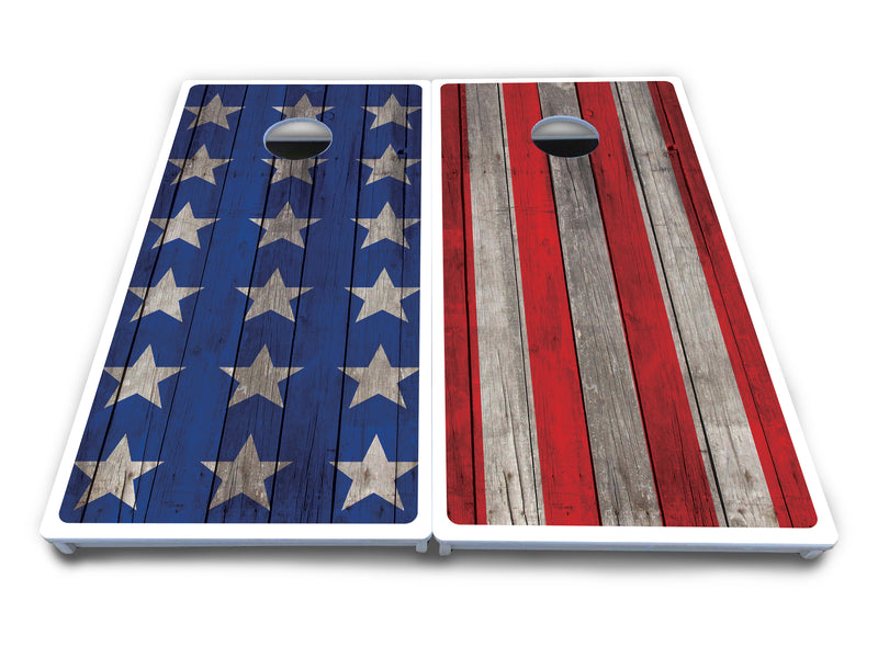 Waterproof - Large Stars & Stripes Design Options - All Weather Boards "Outdoor Solution" 18mm(3/4")Direct UV Printed - Regulation 2' by 4' Cornhole Boards (Set of 2 Boards) Double Thick Legs, with Leg Brace & Dual Support Braces!