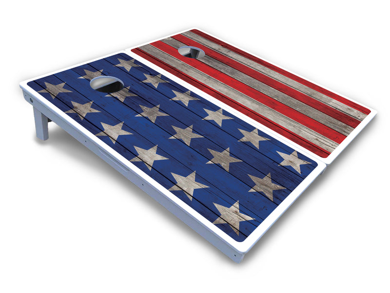 Waterproof - Large Stars & Stripes Design Options - All Weather Boards "Outdoor Solution" 18mm(3/4")Direct UV Printed - Regulation 2' by 4' Cornhole Boards (Set of 2 Boards) Double Thick Legs, with Leg Brace & Dual Support Braces!