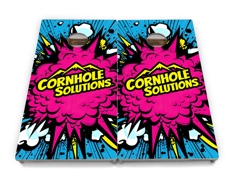 Tournament Boards - CS Pink Explosion - Professional Tournament 2'x4' Regulation Cornhole Set - 3/4″ Baltic Birch + UV Direct Print + UV Clear Coat