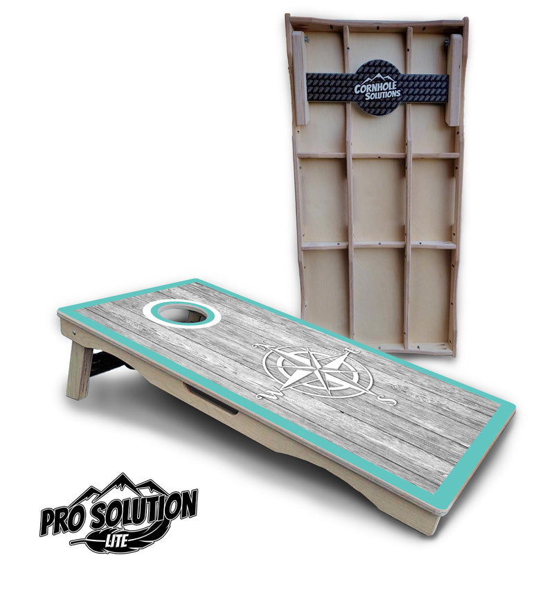 Pro Solution Elite - Anchor & Compass - Professional Tournament Cornhole Boards 3/4" Baltic Birch - Zero Bounce Zero Movement Vertical Interlocking Braces for Extra Weight & Stability +Double Thick Legs +Airmail Blocker