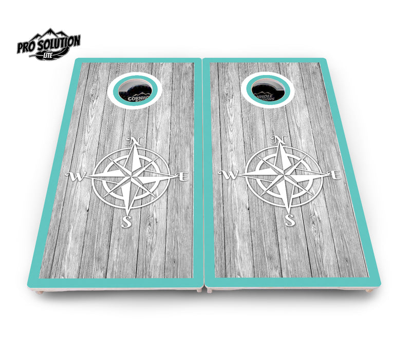 Pro Solution Lite - Anchor & Compass - Professional Tournament Cornhole Boards 3/4" Baltic Birch - Zero Bounce Zero Movement Vertical Interlocking Braces for Extra Weight & Stability +Double Thick Legs +Airmail Blocker