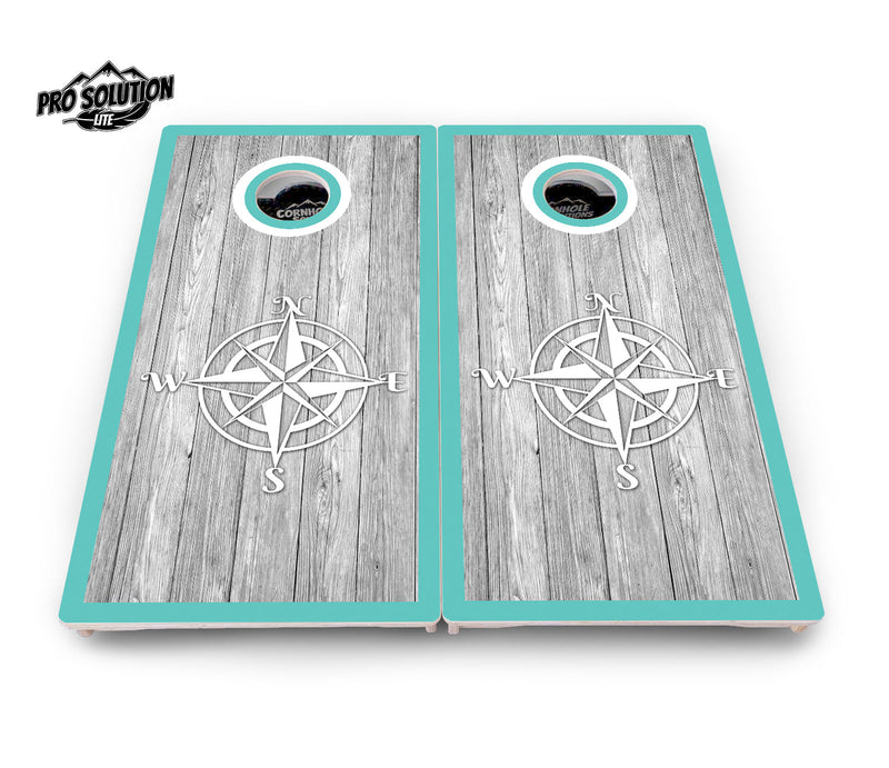 Pro Solution Elite - Anchor & Compass - Professional Tournament Cornhole Boards 3/4" Baltic Birch - Zero Bounce Zero Movement Vertical Interlocking Braces for Extra Weight & Stability +Double Thick Legs +Airmail Blocker