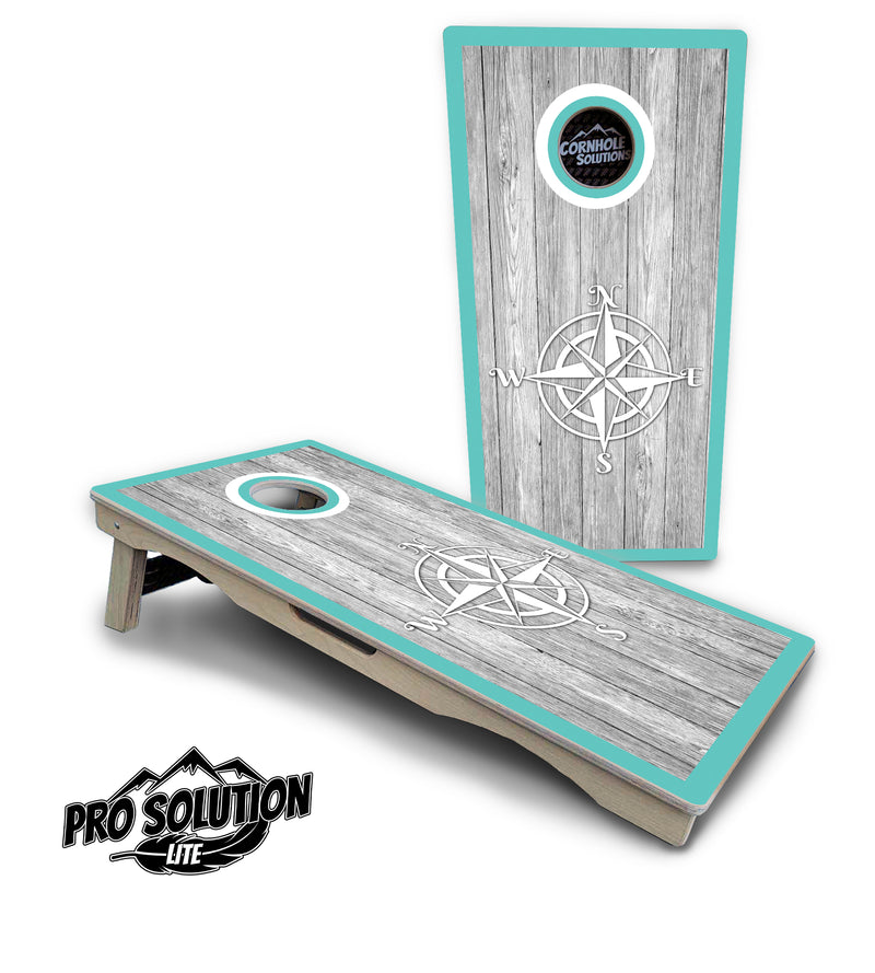 Pro Solution Lite - Anchor & Compass - Professional Tournament Cornhole Boards 3/4" Baltic Birch - Zero Bounce Zero Movement Vertical Interlocking Braces for Extra Weight & Stability +Double Thick Legs +Airmail Blocker