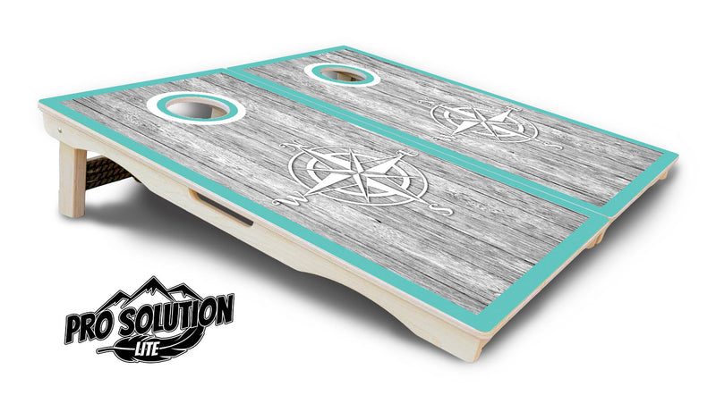 Pro Solution Elite - Anchor & Compass - Professional Tournament Cornhole Boards 3/4" Baltic Birch - Zero Bounce Zero Movement Vertical Interlocking Braces for Extra Weight & Stability +Double Thick Legs +Airmail Blocker