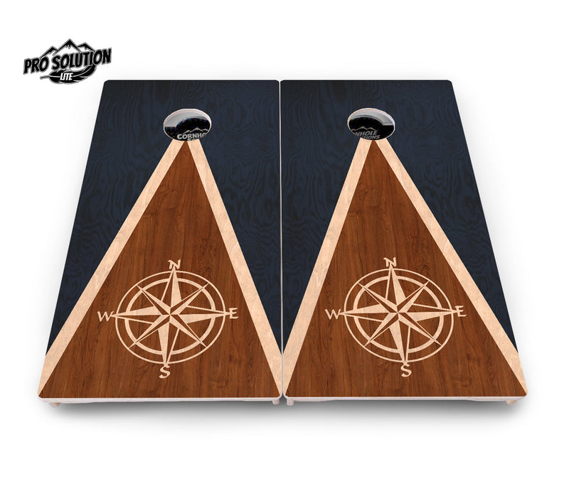 Pro Solution Elite - Compass Stain Triangle - Professional Tournament Cornhole Boards 3/4" Baltic Birch - Zero Bounce Zero Movement Vertical Interlocking Braces for Extra Weight & Stability +Double Thick Legs +Airmail Blocker