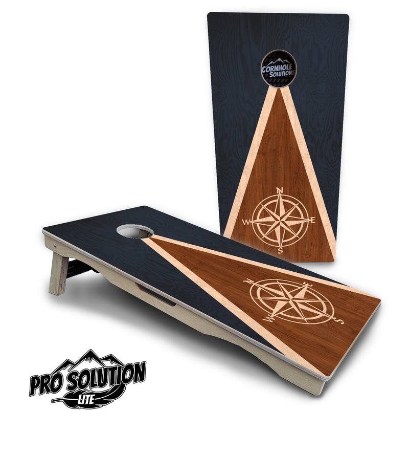 Pro Solution Lite - Compass Stain Triangle - Professional Tournament Cornhole Boards 3/4" Baltic Birch - Zero Bounce Zero Movement Vertical Interlocking Braces for Extra Weight & Stability +Double Thick Legs +Airmail Blocker