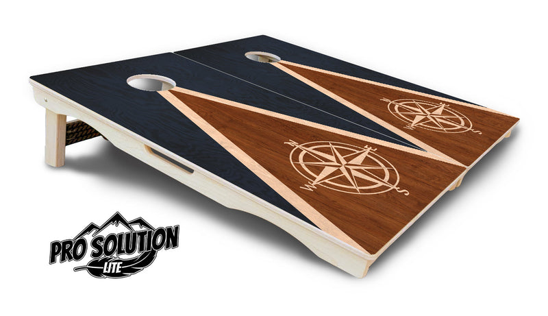 Pro Solution Elite - Compass Stain Triangle - Professional Tournament Cornhole Boards 3/4" Baltic Birch - Zero Bounce Zero Movement Vertical Interlocking Braces for Extra Weight & Stability +Double Thick Legs +Airmail Blocker