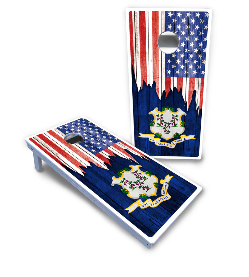 Waterproof - State Flag Designs Alabama to Georgia - All Weather Boards "Outdoor Solution" 18mm(3/4")Direct UV Printed - Regulation 2' by 4' Cornhole Boards (Set of 2 Boards) Double Thick Legs, with Leg Brace & Dual Support Braces!