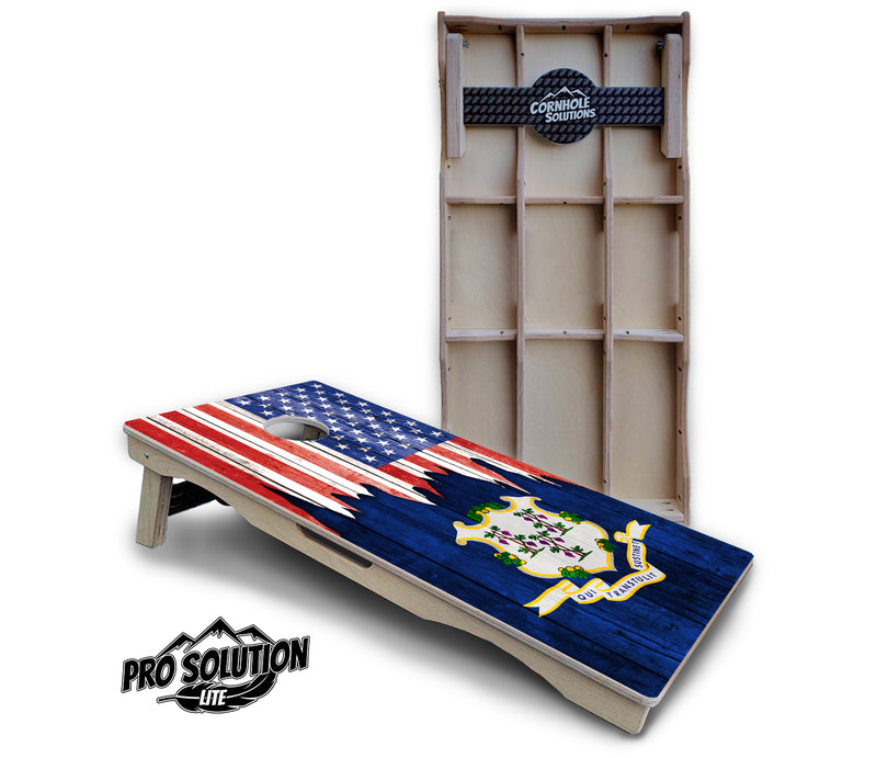 Pro Solution Lite - State Flag Designs Alabama to Georgia - Professional Tournament Cornhole Boards 3/4" Baltic Birch - Zero Bounce Zero Movement Vertical Interlocking Braces for Extra Weight & Stability +Double Thick Legs +Airmail Blocker