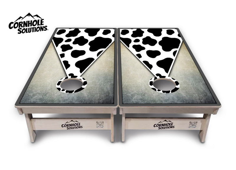 Tournament Boards - Cow Print Triangle - Professional Tournament 2'x4' Regulation Cornhole Set - 3/4″ Baltic Birch + UV Direct Print + UV Clear Coat