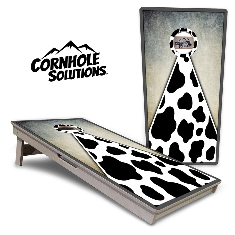 Cow Print Triangle Design - Regulation 2' by 4' Tournament Cornhole Set - 18mm(3/4″) Baltic Birch