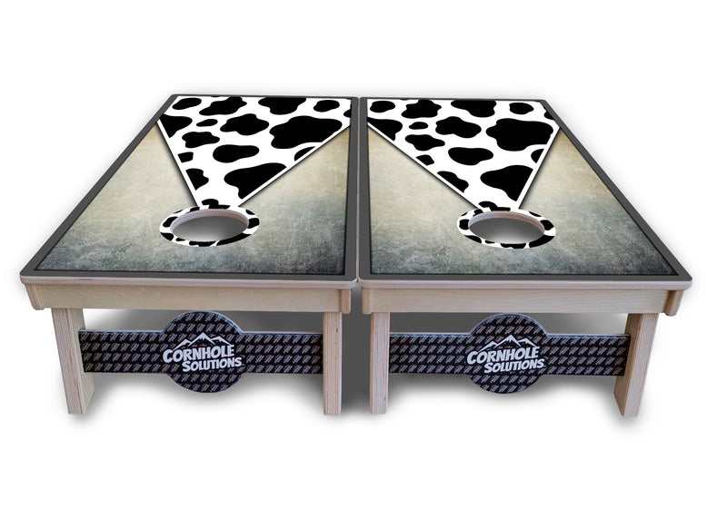 Tournament Boards - Cow Print Triangle - Professional Tournament 2'x4' Regulation Cornhole Set - 3/4″ Baltic Birch + UV Direct Print + UV Clear Coat