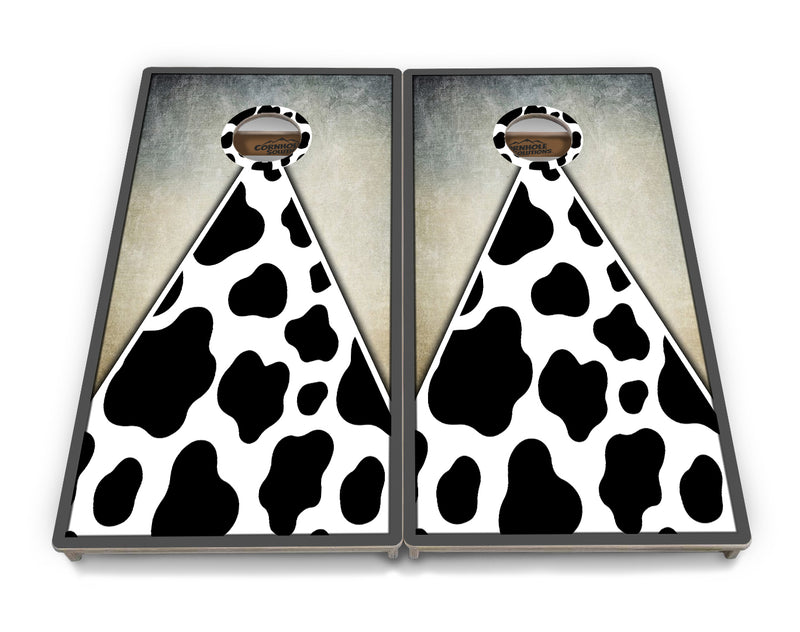 Tournament Boards - Cow Print Triangle - Professional Tournament 2'x4' Regulation Cornhole Set - 3/4″ Baltic Birch - UV Direct Print + UV Clear Coat
