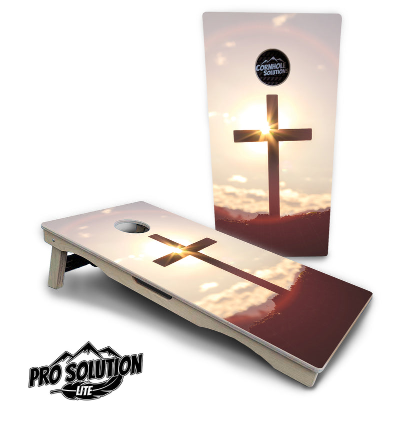 Pro Solution Lite - Cross - Professional Tournament Cornhole Boards 3/4" Baltic Birch - Zero Bounce Zero Movement Vertical Interlocking Braces for Extra Weight & Stability +Double Thick Legs +Airmail Blocker