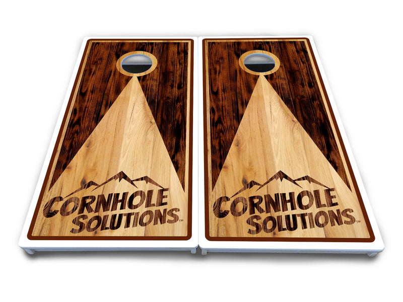 Waterproof - Wooden Triangle Design Options - All Weather Boards "Outdoor Solution" 18mm(3/4")Direct UV Printed - Regulation 2' by 4' Cornhole Boards (Set of 2 Boards) Double Thick Legs, with Leg Brace & Dual Support Braces!